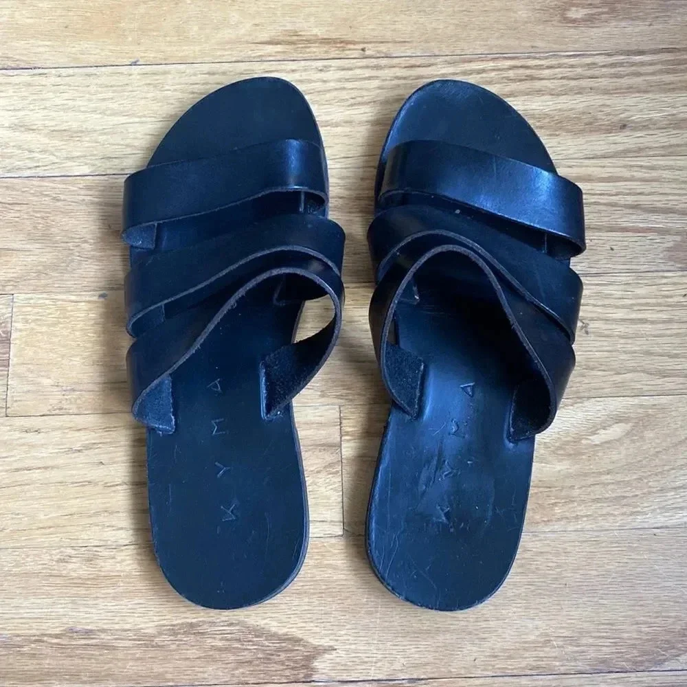 KYMA sandals black leather gorgeous and well made sz 36 or 5 US